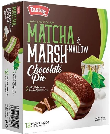 Печенье бисквитное "Marshmallow Chocolate Pie" со вкусом зеленого чая (12шт) продукт